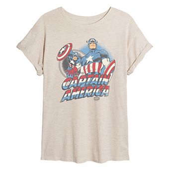 Juniors' Marvel Captain America Retro Oversized Tee