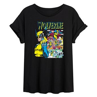 Juniors' Marvel Wolverine Comic Panels Oversized Tee