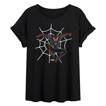 Juniors' Marvel Spider-Man Neon Oversized Tee