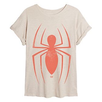 Juniors' Marvel Spider-Man Distressed Symbol Oversized Tee