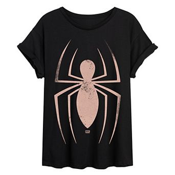 Juniors' Marvel Spider-Man Distressed Symbol Oversized Tee