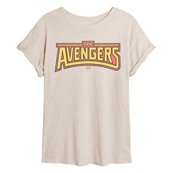 Juniors' Marvel The Avengers Retro Logo Oversized Tee