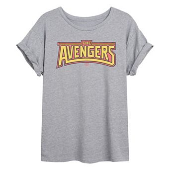 Juniors' Marvel The Avengers Retro Logo Oversized Tee