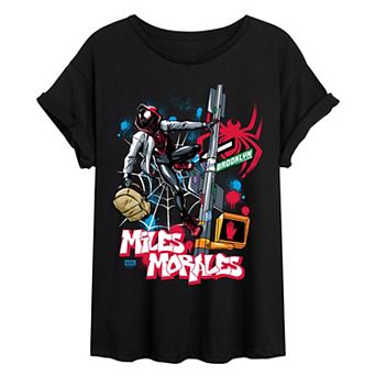 Juniors' Marvel Spider-Man Miles Morales Oversized Tee