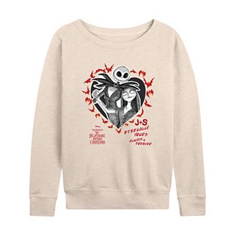 Women's Disney's The Nightmare Before Christmas Jack & Sally French Terry Long Sleeve Tee