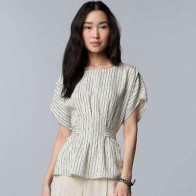 Simply Vera VERAWANG トップス Women's Simply Vera Vera Wang Funnel Neck Pucker Top