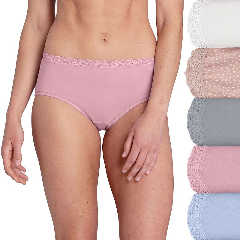 Women's Fruit of the Loom® Signature 360 Stretch Cotton Lace Brief Panties 5DCSLBRK, 