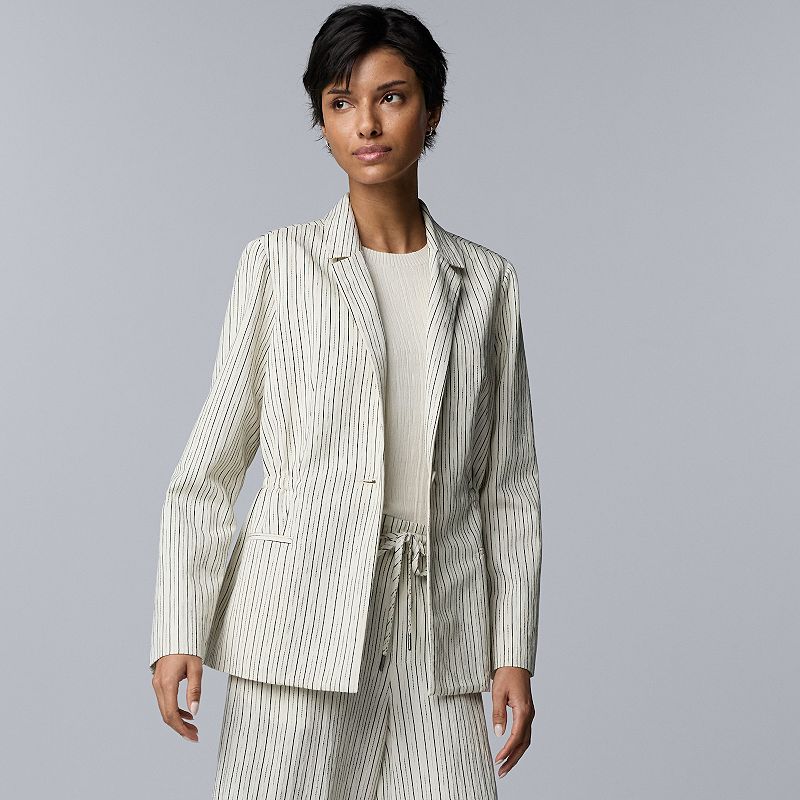 Women's Simply Vera Vera Wang Cinched Slim Blazer, Size: XXL, Twisted Yd Stripe A