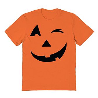 Men's Jack-O-Lantern Winking Eye Pumpkin Face Graphic Tee