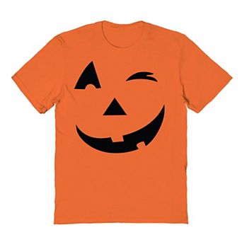 Men's Jack-O-Lantern Winking Eye Pumpkin Face Graphic Tee