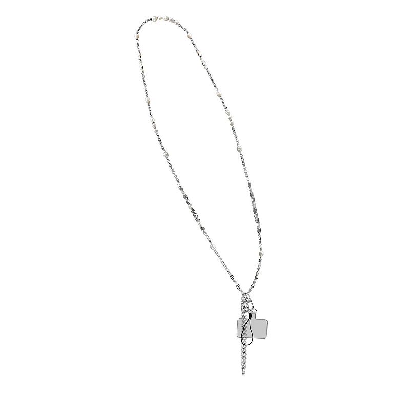 Emberly Beaded Crossbody & Wristlet Chain Phone Holder, White