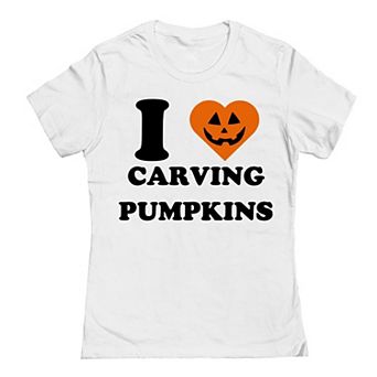 Women's I Heart Carving Pumpkins Graphic Tee