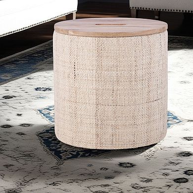 Carolina Chair & Table Handwoven Storage Ottoman with Wood Top