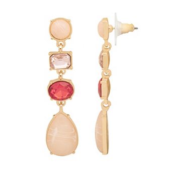 Emberly Gold-Tone Multi-Shape Simulated Gemstone Drop Earrings