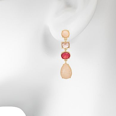 Emberly Gold-Tone Simulated Gemstone Drop Earrings