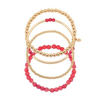 Emberly Set of 4 Beaded Stretch Bracelets