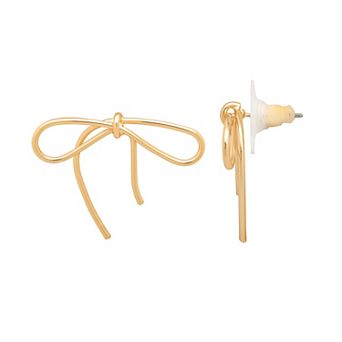 Emberly Gold Tone Bow Earrings