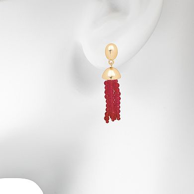 Emberly Gold Tone Beaded Drop Earrings