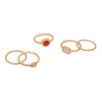 Emberly 5 pc Gold Tone Multi-Pack Rings Set