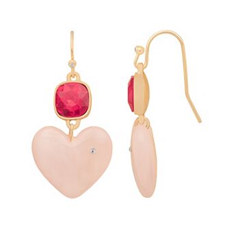 Emberly Gold Tone Resin Heart Dangle Earrings
