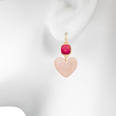 Emberly Gold Tone Resin Heart Dangle Earrings