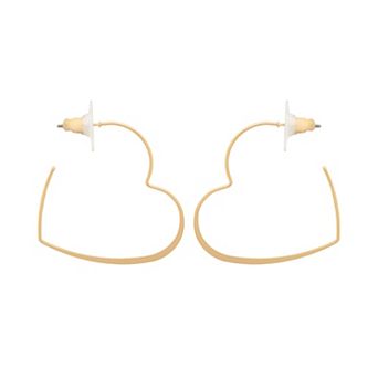 Emberly Gold Tone Heart Wire Earrings