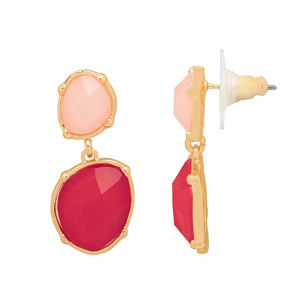 Emberly Gold-Tone Organic Shape Stone Drop Earrings