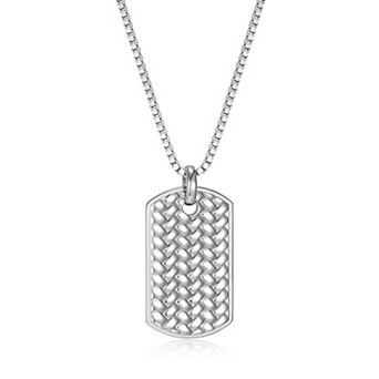 Classic Treasures Rhodium Over Sterling Silver Dog Tag Pendant Necklace