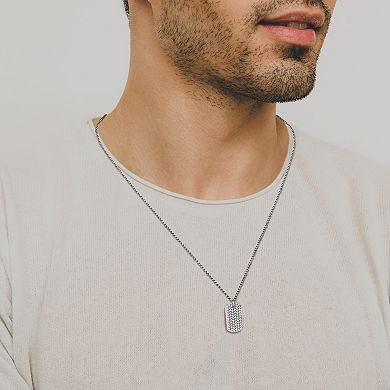 Classic Treasures Rhodium Over Sterling Silver Dog Tag Pendant Necklace