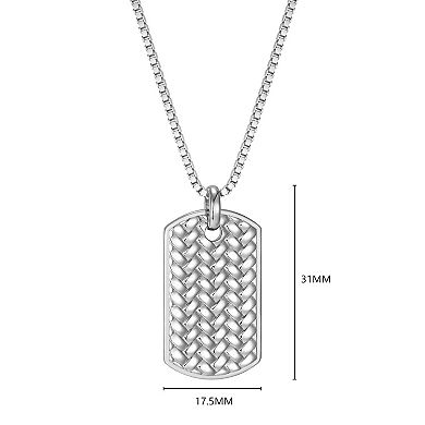 Classic Treasures Rhodium Over Sterling Silver Dog Tag Pendant Necklace