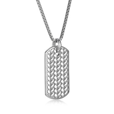 Classic Treasures Rhodium Over Sterling Silver Dog Tag Pendant Necklace