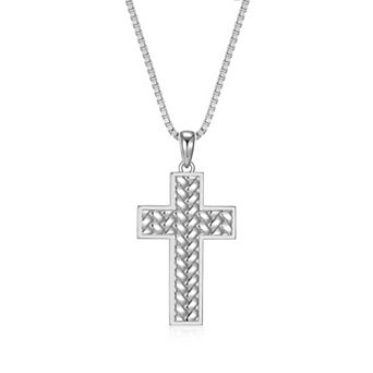 Classic Treasures Rhodium Over Sterling Silver Cross Pendant Necklace