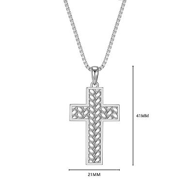 Classic Treasures Rhodium Over Sterling Silver Cross Pendant Necklace