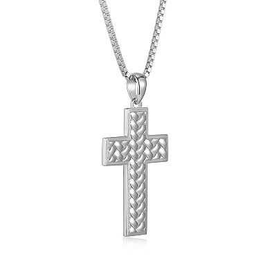Classic Treasures Rhodium Over Sterling Silver Cross Pendant Necklace