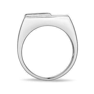 Classic Treasures Rhodium Over Sterling Silver Genuine Black Onyx Ring