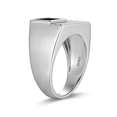 Classic Treasures Rhodium Over Sterling Silver Genuine Black Onyx Ring