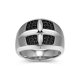 Classic Treasures Rhodium Over Sterling Silver Genuine Black Sapphire Ring