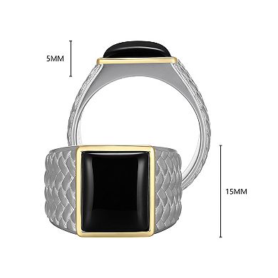 Classic Treasures 10k Gold & Sterling Silver Genuine Agate Ring