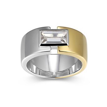 Classic Treasures 18k Gold and Rhodium Over Sterling Silver Lab-Created Sapphire Ring