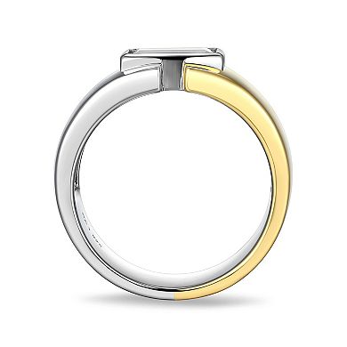 Classic Treasures 18k Gold and Rhodium Over Sterling Silver Lab-Created Sapphire Ring
