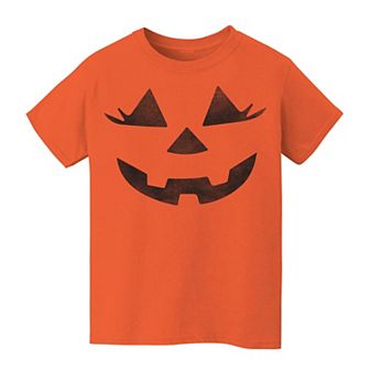 Kids 8-20 Jack-O-Lantern Eyelash Pumpkin Face Graphic Tee