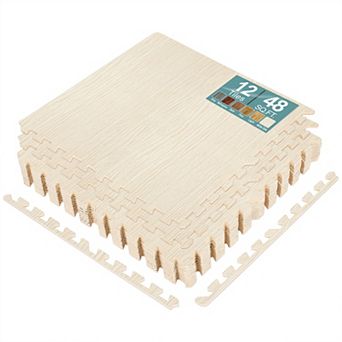 Sorbus 3/8-inch Wood Grain Interlocking Foam Floor Tiles w/ Borders (12 Tiles, 48 Sq ft)