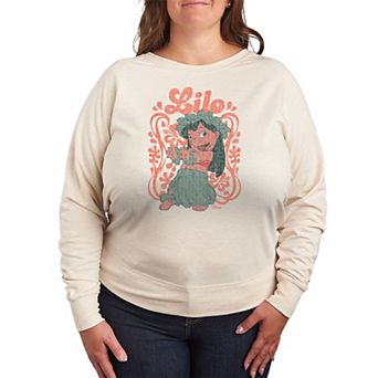 Plus Size Disney's Lilo & Stitch Floral Frame French Terry Long Sleeve Tee