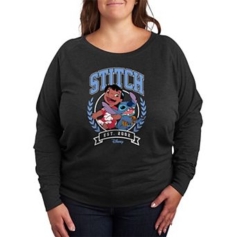 Plus Size Disney's Lilo & Stitch Collegiate Est. 2002 French Terry Long Sleeve Tee