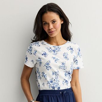 Petite Croft & Barrow® Short Sleeve Crew Neck Top