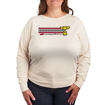 Plus Size Disney / Pixar's Cars Lightning McQueen Race Stripe French Terry Long Sleeve Tee