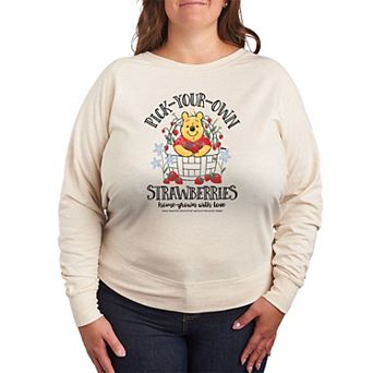 Plus Size Disney's Winnie The Pooh Pick Your Own Strawberries French Terry Long Sleeve Tee