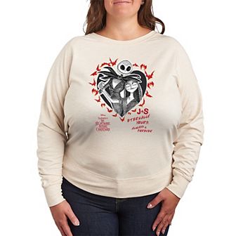 Plus Size Disney's The Nightmare Before Christmas Jack & Sally French Terry Long Sleeve Tee
