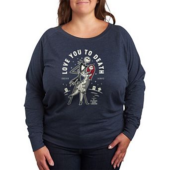Plus Size Disney's The Nightmare Before Christmas Jack & Sally Love You To Death French Terry Long Sleeve Tee