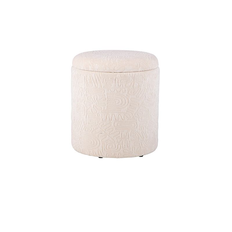 Carolina Chair & Table Handwoven Fabric Storage Ottoman, White Abstract